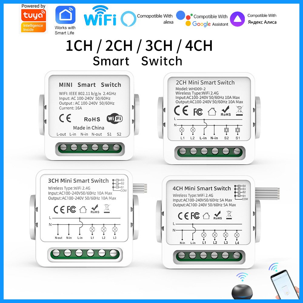 Tuya WiFi Smart Switch 1/2/3/4 - Smart Home Networking recension och pris