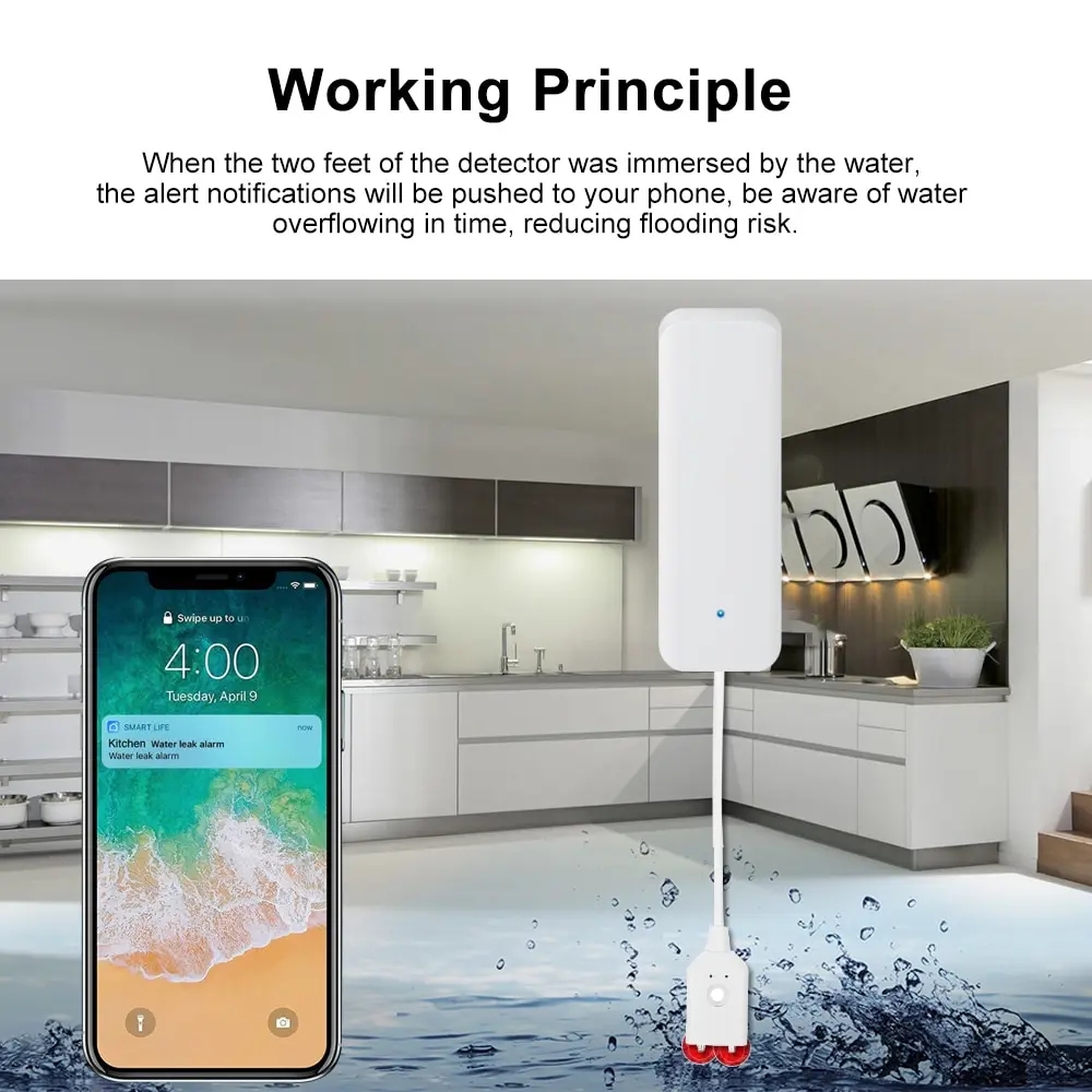 Tuya WiFi Smart Water Leak Sen - Wifi Water Leak Detector recension och pris