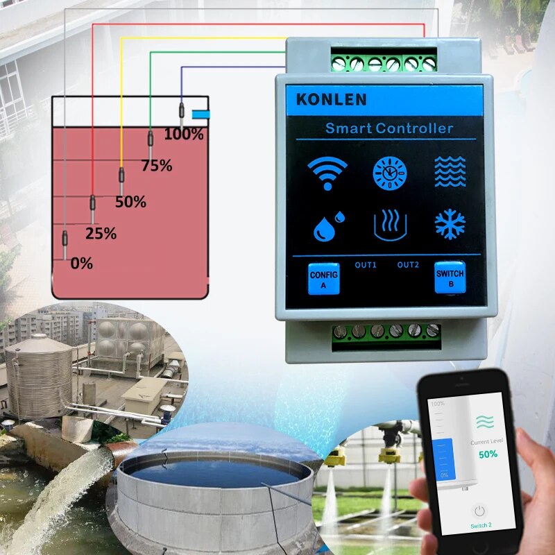 KONLEN Tuya Water Level Sensor - Wifi Water Leak Detector recension och pris