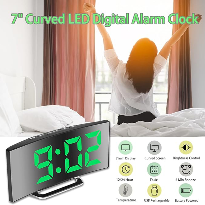 LED Digital Alarm Clock Curved - Smart Home Retrofit recension och pris