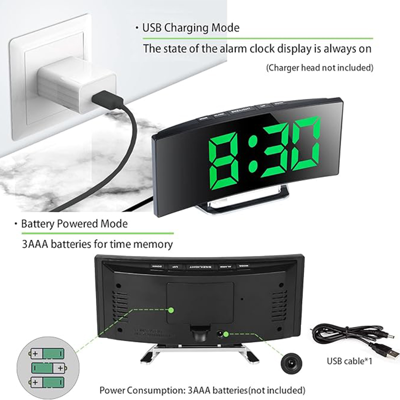 LED Digital Alarm Clock Curved - Smart Home Retrofit recension och pris